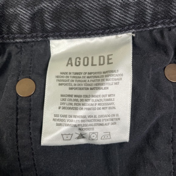Agolde Shorts Womens 25 Black Denim Cut Off‎ Jeans High Waist Button Fly Frayed - Picture 5 of 14